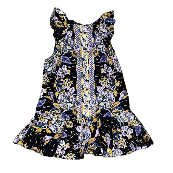 Free People Women’s Summer In Tulum Purple Black Floral Linen Sleeveless Tunic S - Picture 3 of 13